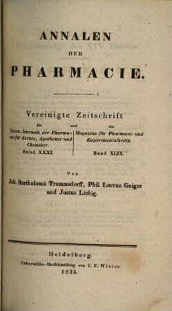 Annalen der Pharmacie. 14. 1835