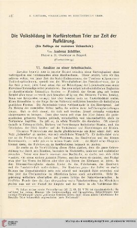 Die Volksbildung im Kurfürstentum Trier zur Zeit der Aufklärung, [1] : die Anfänge der modernen Volksschule
