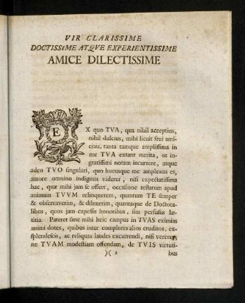 3-8, Vir Clarissime Dictissime Atqve Experientissime Amice Dilectissime.