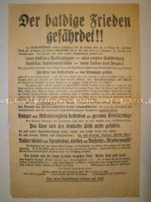 Sonderdruck mit konservativer Ausrichtung über die Gefährdung der Friedensverhandlungen durch die Revolution