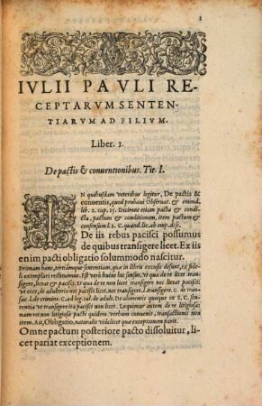 Ivlii Pavli Receptarvm Sententiarvm Ad Filivm, Libri, V.