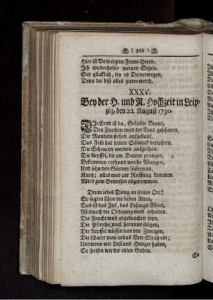 XXXV. Bey der H. und R. Hochzeit in Leipzig, den 22. August 1730