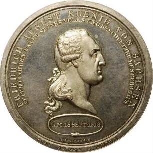 König Friedrich August I. - 50-jähriges Regierungsjubiläum und Ausbeute der Grube Himmelsfürst bei Freiberg