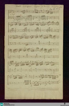 Traiano in Dacia. Excerpts. Arr - Don Mus.Ms. 1442 : V (2), pf