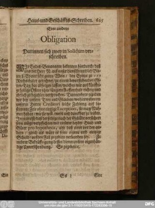Eine andere Obligation Darinnen sich zwey in Solidum verschreiben.