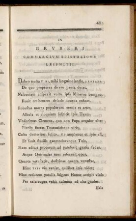 In Gruberi Commercium Epistolicum Leibnitii