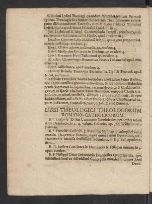 Libri Theologici Theologorum Romano-Catholicorum.