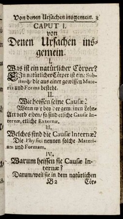 Caput I. Von Denen Ursachen insgemein.
