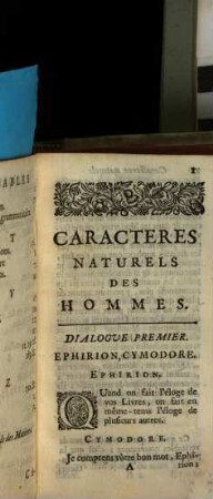 Caracteres Naturels Des Hommes En cent Dialogues