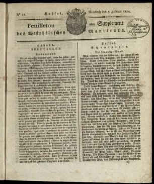 No. 11, Mittwoch den 5. Februar 1812