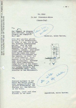 Drehbuch (Auszug), mit handschriftlichen Korrekturen von Artur Brauner