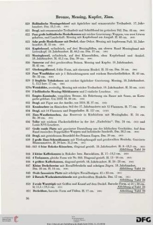 Bronze, Messing, Kupfer, Zinn (Nr. 820-870)