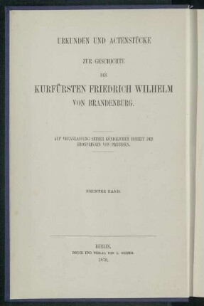 Bd. 9: Politische Verhandlungen ; Bd. 6