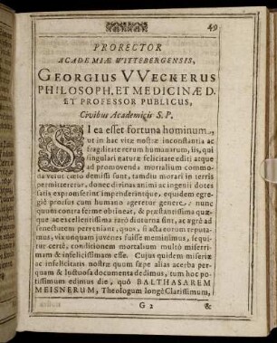 Prorector Academiæ Wittebergensis, [...]