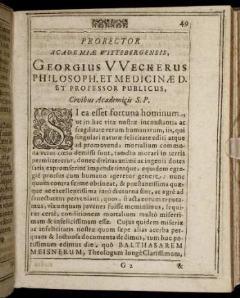 Prorector Academiæ Wittebergensis, [...]