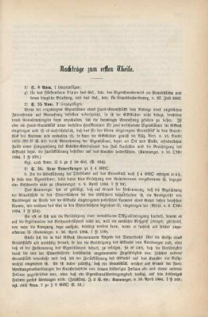 Nachträge zum ersten Theile.