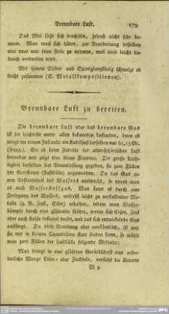 Brennbare Luft zu bereiten