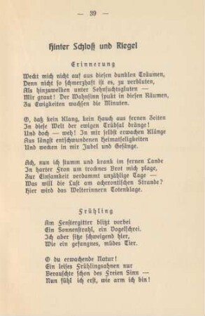 Hinter Schloß und Riegel