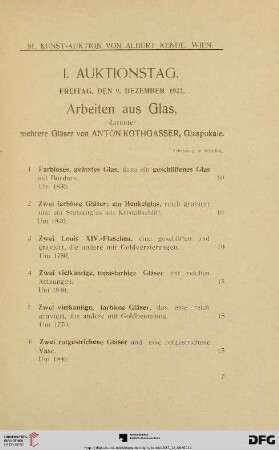I. Auktionstag (Nr.1-229)