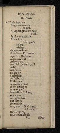 Cap. XXXVI. De Pilulis.