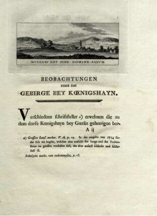 BEOBACHTUNGEN UEBER DAS GEBIRGE BEY KOENIGSHAYN.