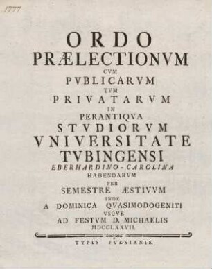 Vorlesungsverzeichnis 1777