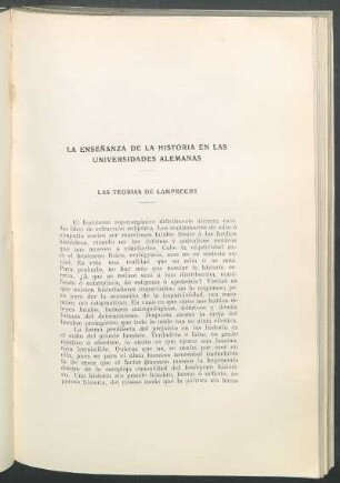 La enseñanza de la historia en las universidades alemanas : Las teorias de Lamprecht