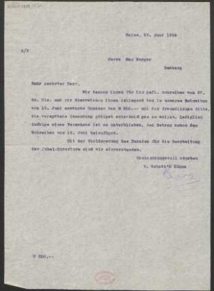 Brief an Max Burger : 29.06.1914