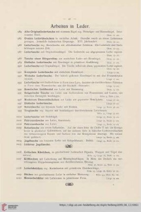 Arbeiten in Leder (Nr. 984 - 1020)