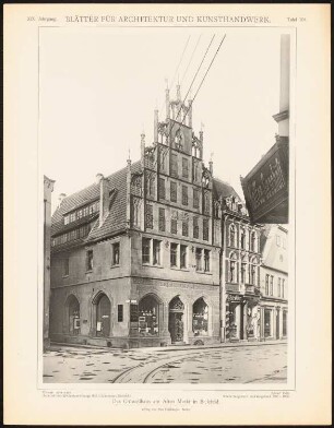 Crüwellhaus am Alten Markt, Bielefeld: Ansicht (aus: Blätter für Architektur und Kunsthandwerk, 19. Jg., 1906, Tafel 104)