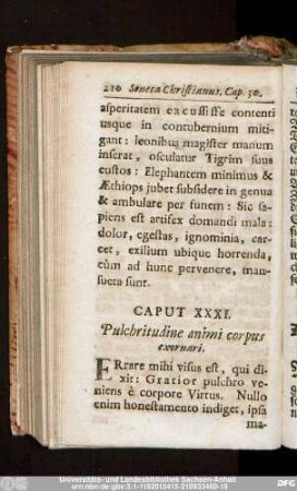 Caput XXXI. Pulchritudine animi corpus exornari.