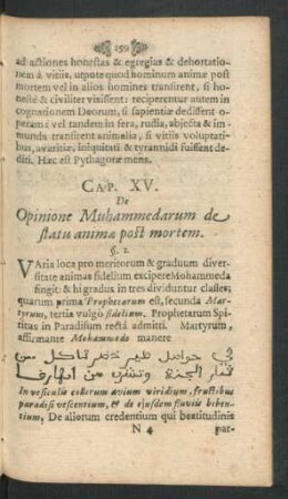 Cap. XV. De Opinione Muhammedarum de statu animae post mortem.