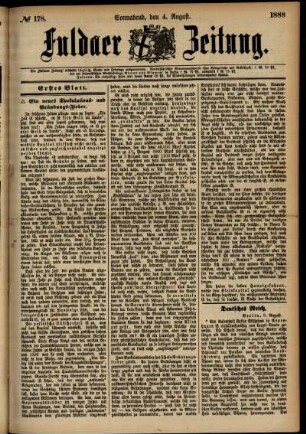 Erste Ausgabe vom Samstag, den 04. August 1888.