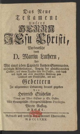 Das Neue Testament Unsers Herrn Jesu Christi