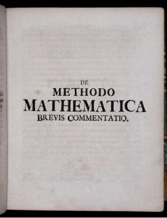 De Methodo Mathematica Brevis Commentatio.