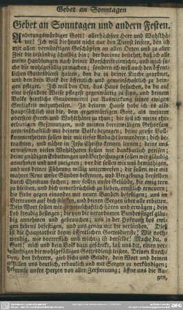 Gebet an Sonntagen und andern Festen