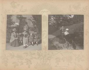links: Erbgroßherzogin Hilda und Erbgroßherzog Friedrich auf Schloss Hohenburg rechts: "Tom Tom und Toni" [Prinzessin Antonia von Luxemburg]