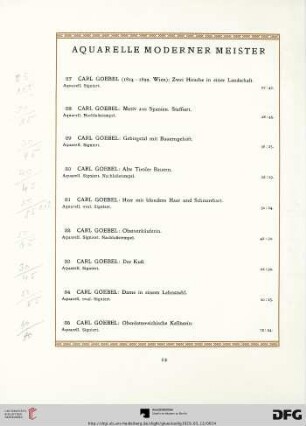 Aquarelle moderner Meister (Nr. 27-57)
