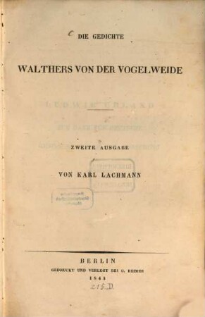 Die Gedichte Walthers von der Vogelweide
