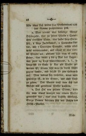 Wie man sich wider das Verbrennen von der Sonne präserviren soll.