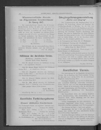 Aerztliche Fortbildungskurse im altonaer städtischen Krankenhause.