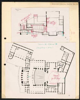 Schillertheater, Berlin-Charlottenburg: Grundriss und Längsschnitt