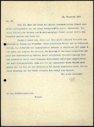 Bericht des ersten Sekretars an die Zentral-Direktion