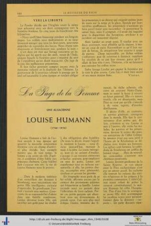 La page de la Femme: Louise Humann.