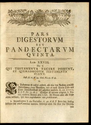 Pars Digestorum Seu Pandectarum Quinta