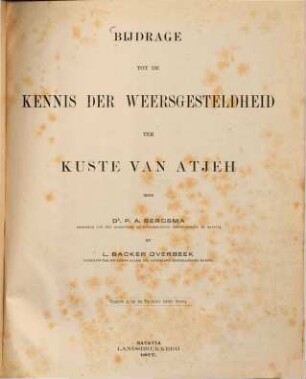 Bijdrage tot de kennis der weersgesteldheid ter kuste van Atjeh