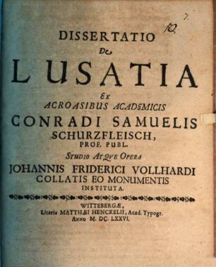 Dissertatio de Lusatia