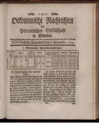 XXXVII. Stück. Sonnabends den 17 September. 1774.
