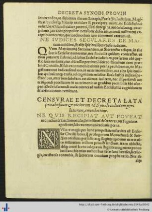 Censurae et Decreta lata…