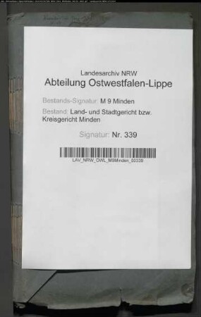 Erbschaftsstempel (Nachlassregelungen). Kreisgericht Minden
